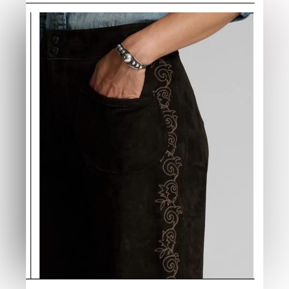 RRL Embroidered Suede Flare Pant Size 28 - Picture 4 of 12